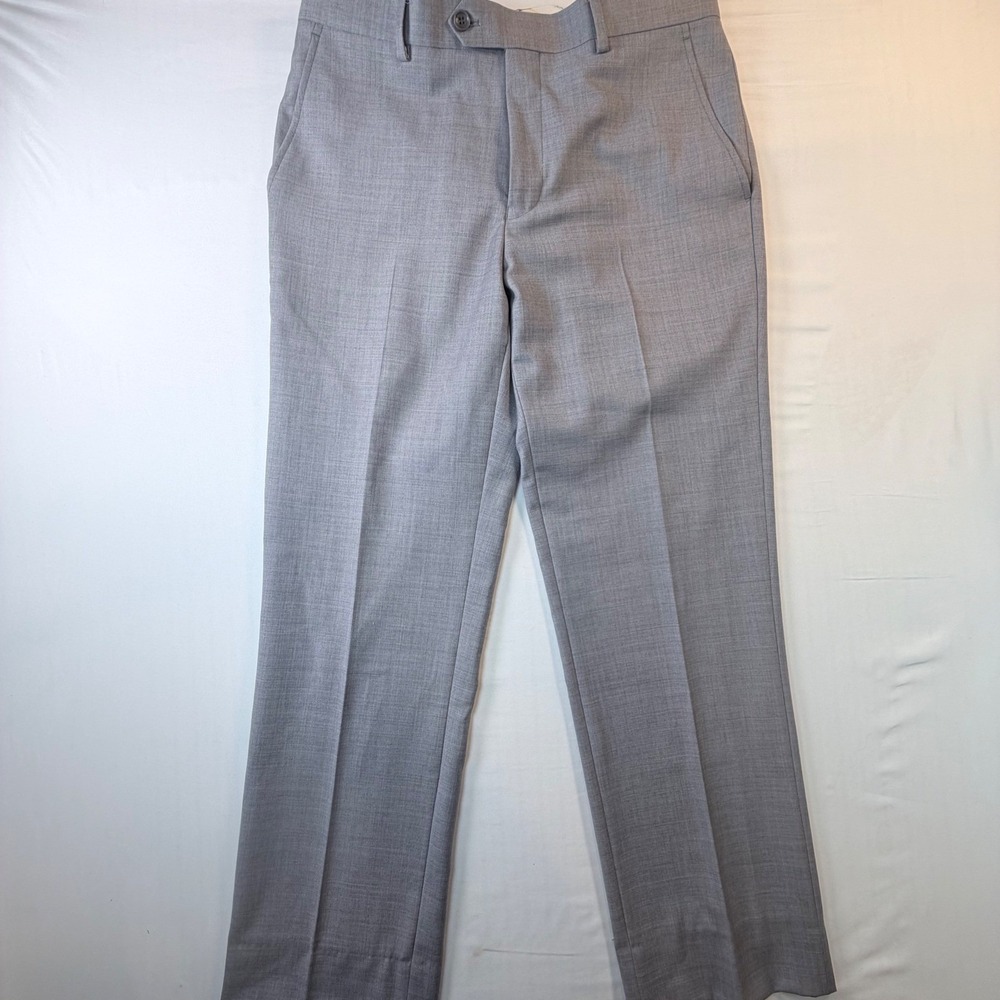 Mantoni Super 140s Wool Dress Pants Mens 32 Gray Flat Tailored Professional‎
